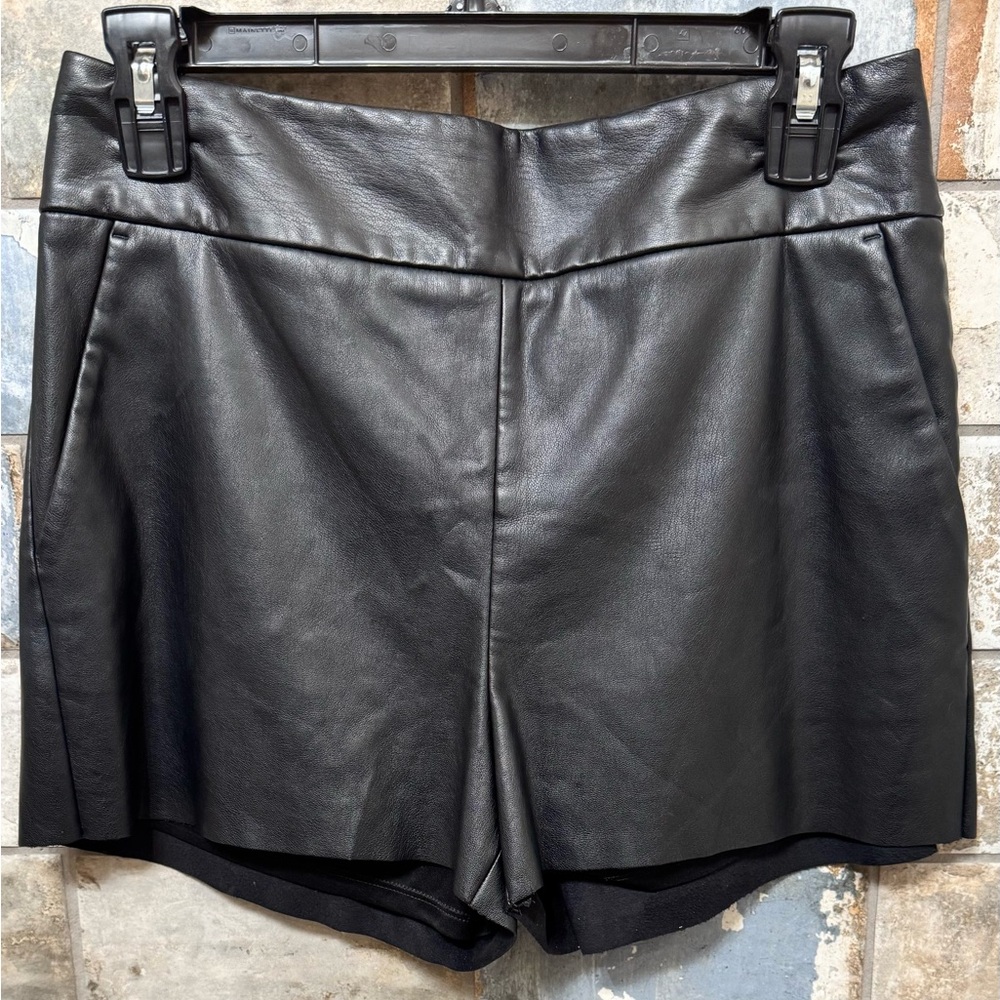 Express Black High Waist Leather Shorts